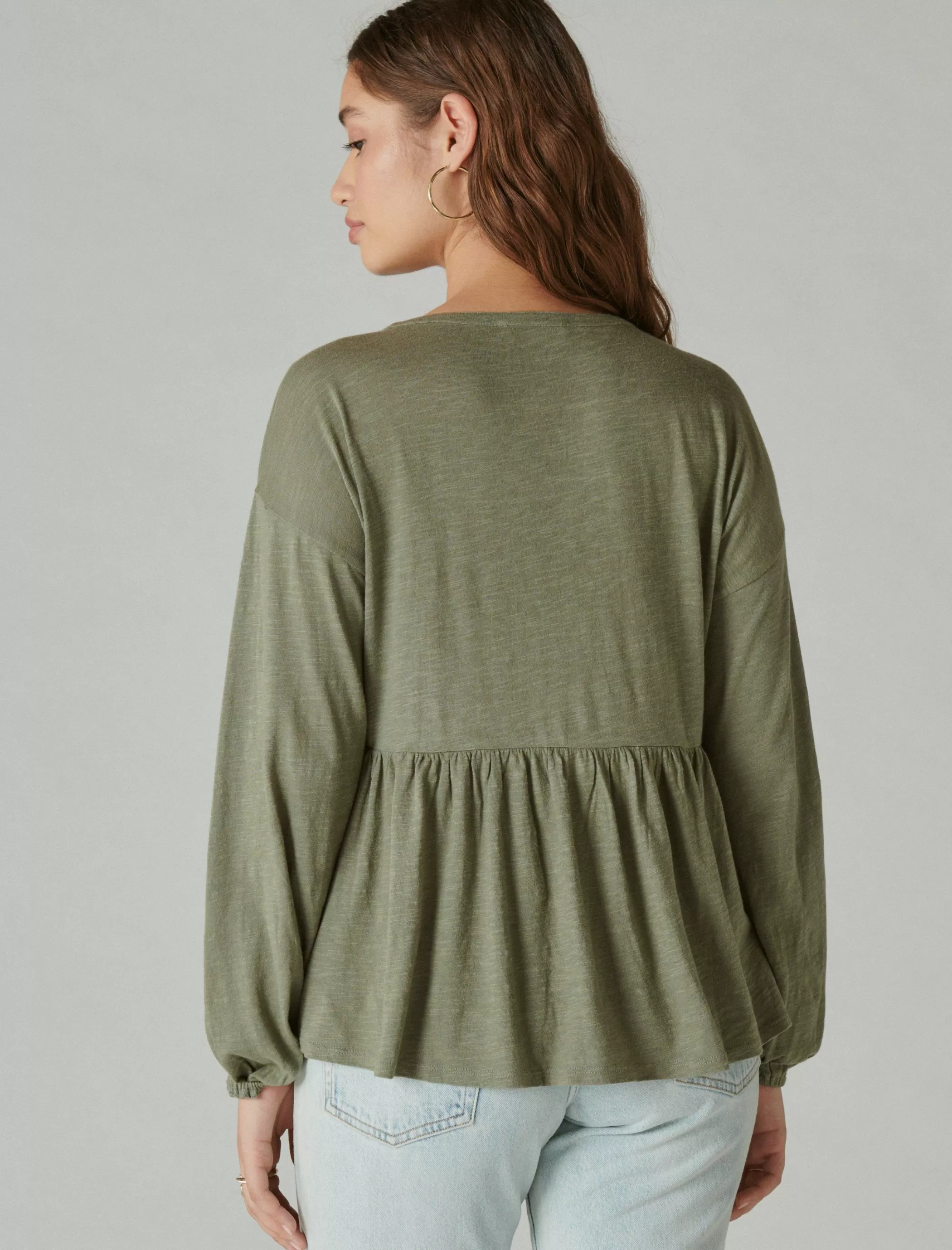 beaded_embroidered_pintuck_peplum_top_2.webp Lucky Brand Knit Tops | Blouses*beaded embroidered pintuck peplum top balsam green