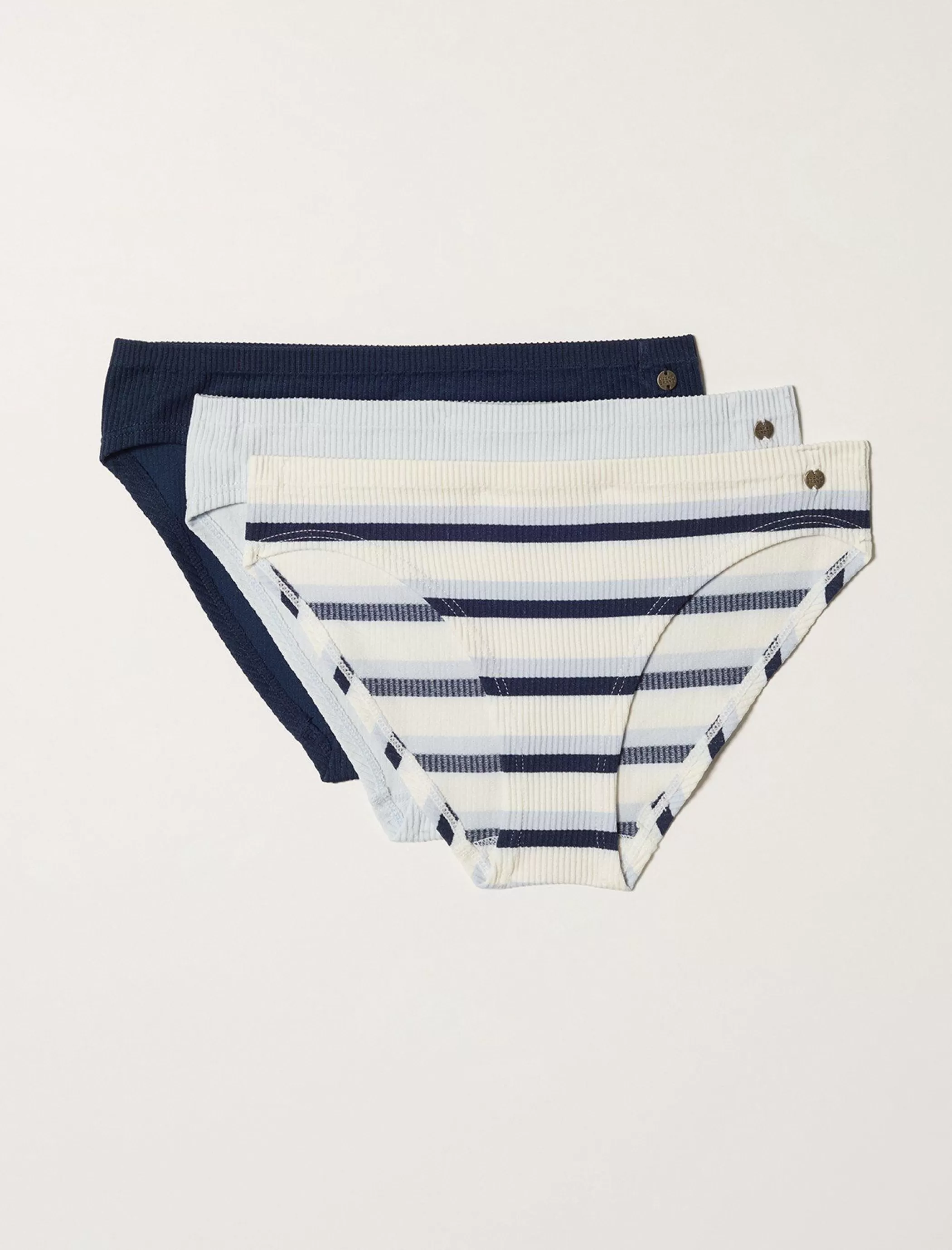 Lucky Brand Intimates & Sleepwear*blue striped bikini set of 3 buff