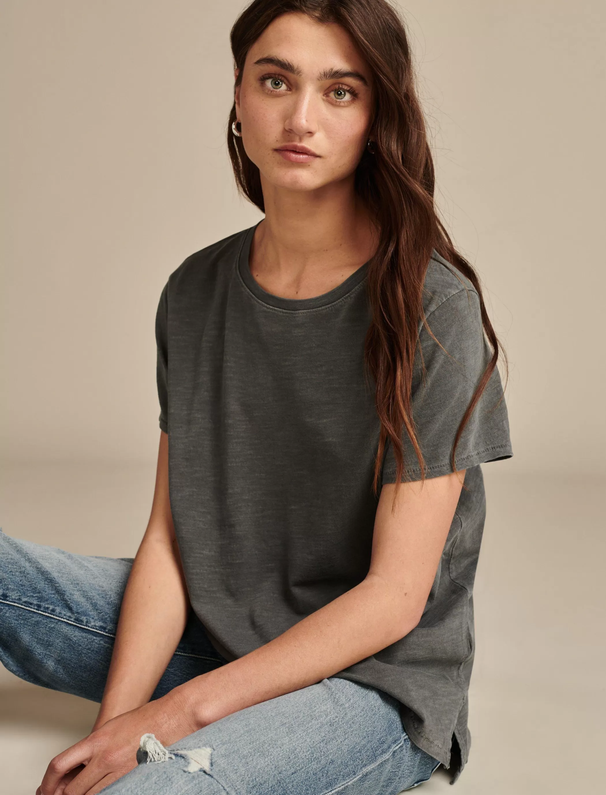 Lucky Brand Knit Tops*classic crew asphalt