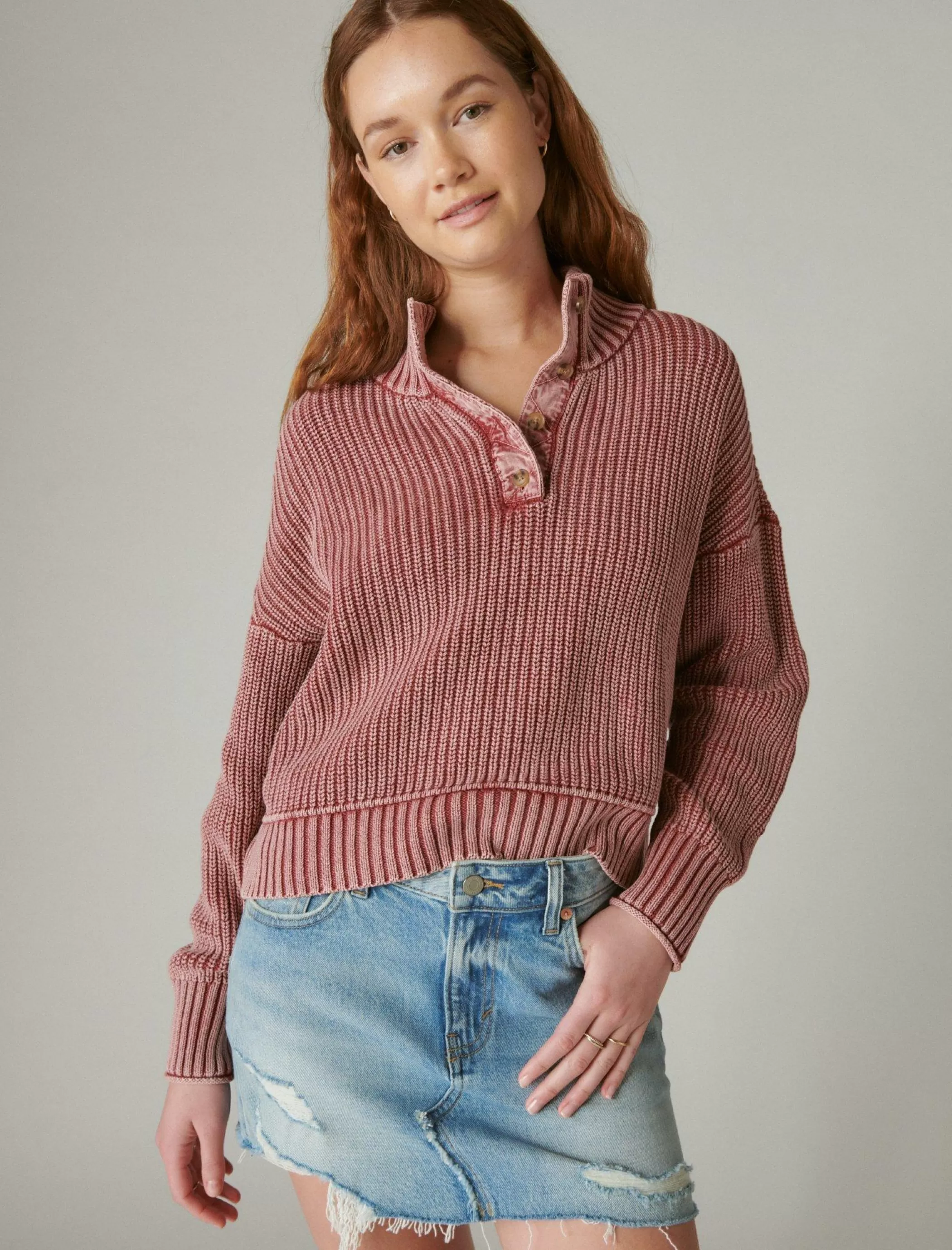 collared_elbow_patch_pullover_sweater_2.webp Lucky Brand Sweaters & Sweatshirts*collared elbow patch pullover sweater apple butter heavy acid washed