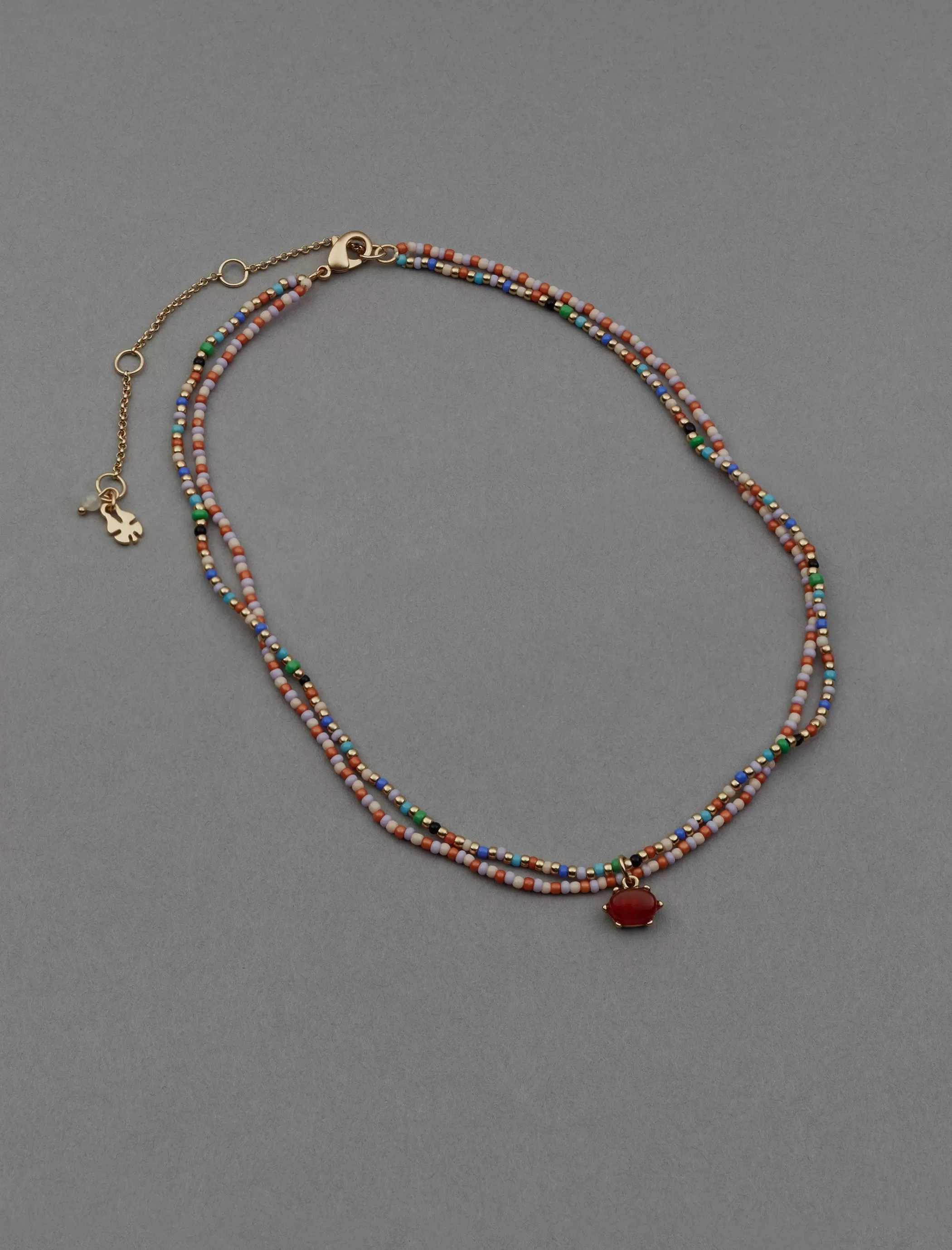 Lucky Brand Jewelry*colorful seed bead layer necklace gold