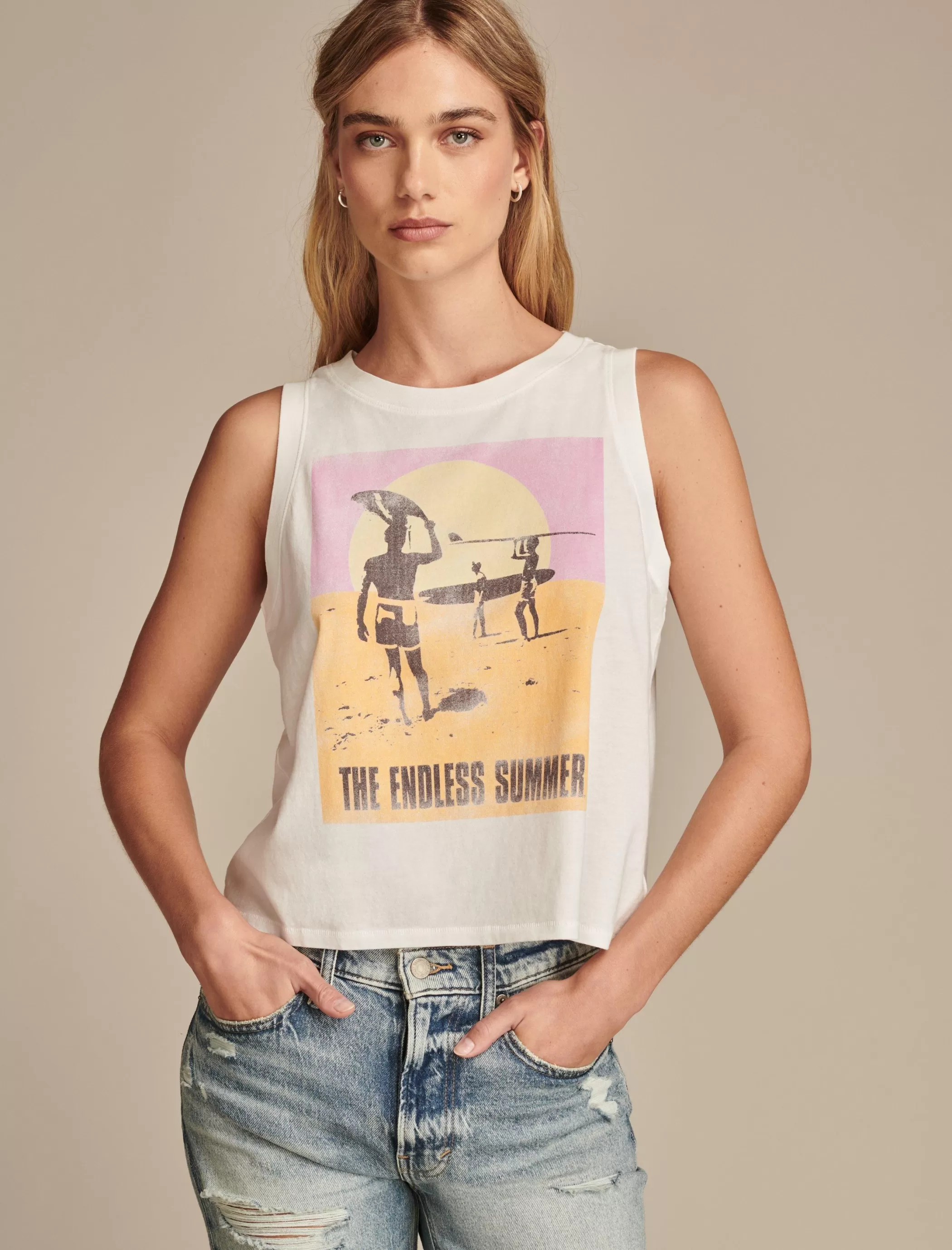 Lucky Brand Graphic Tees*endless summer tank bright white