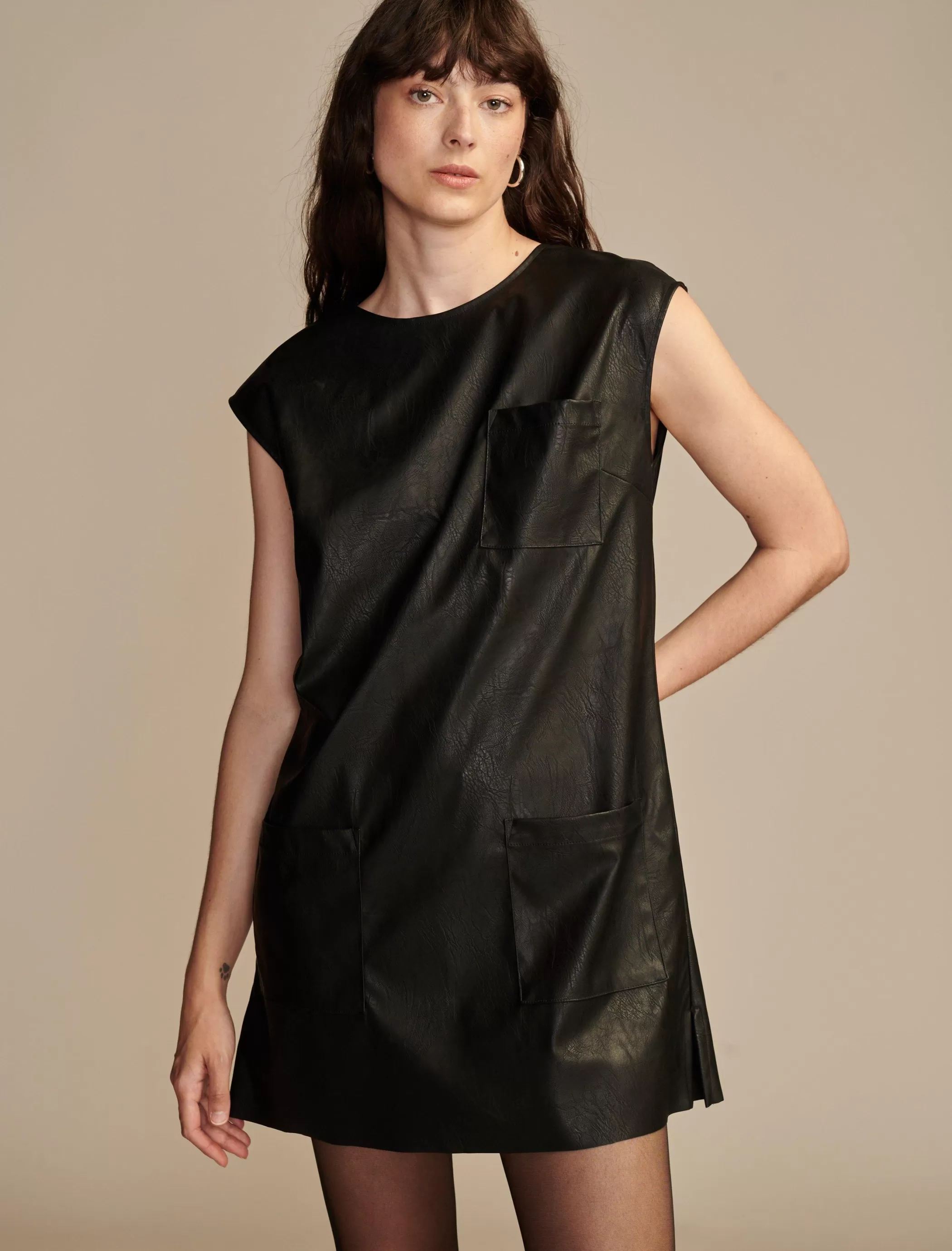 Lucky Brand Dresses*faux leather dress black