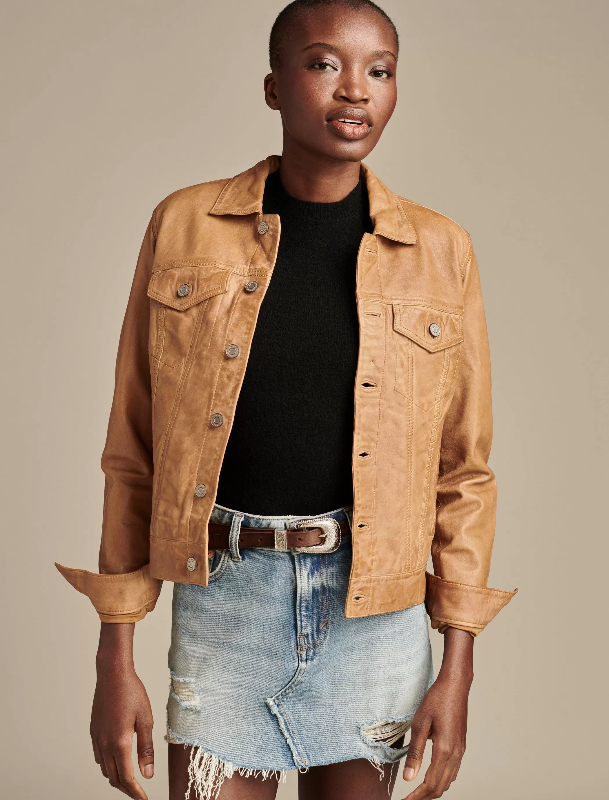 Lucky Brand Jackets & Outerwear*leather trucker jacket cognac