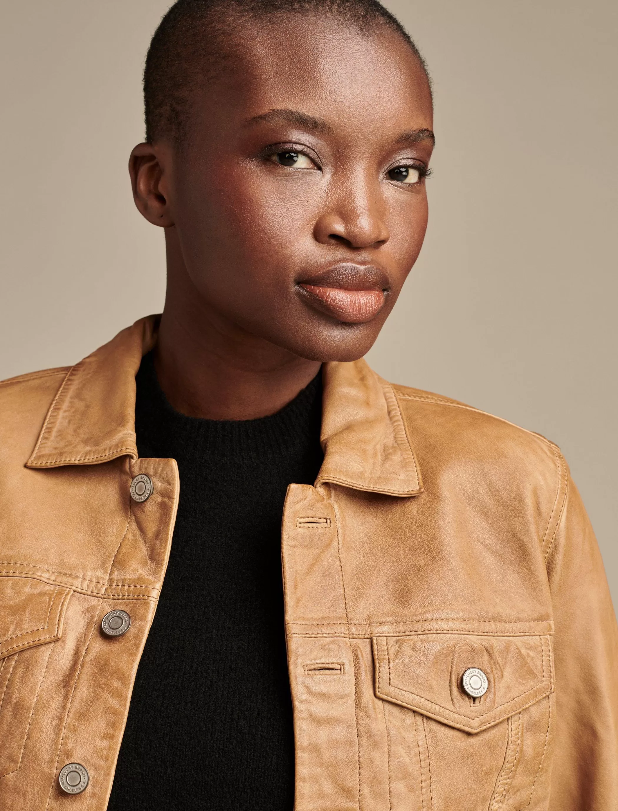 Lucky Brand Jackets & Outerwear*leather trucker jacket cognac