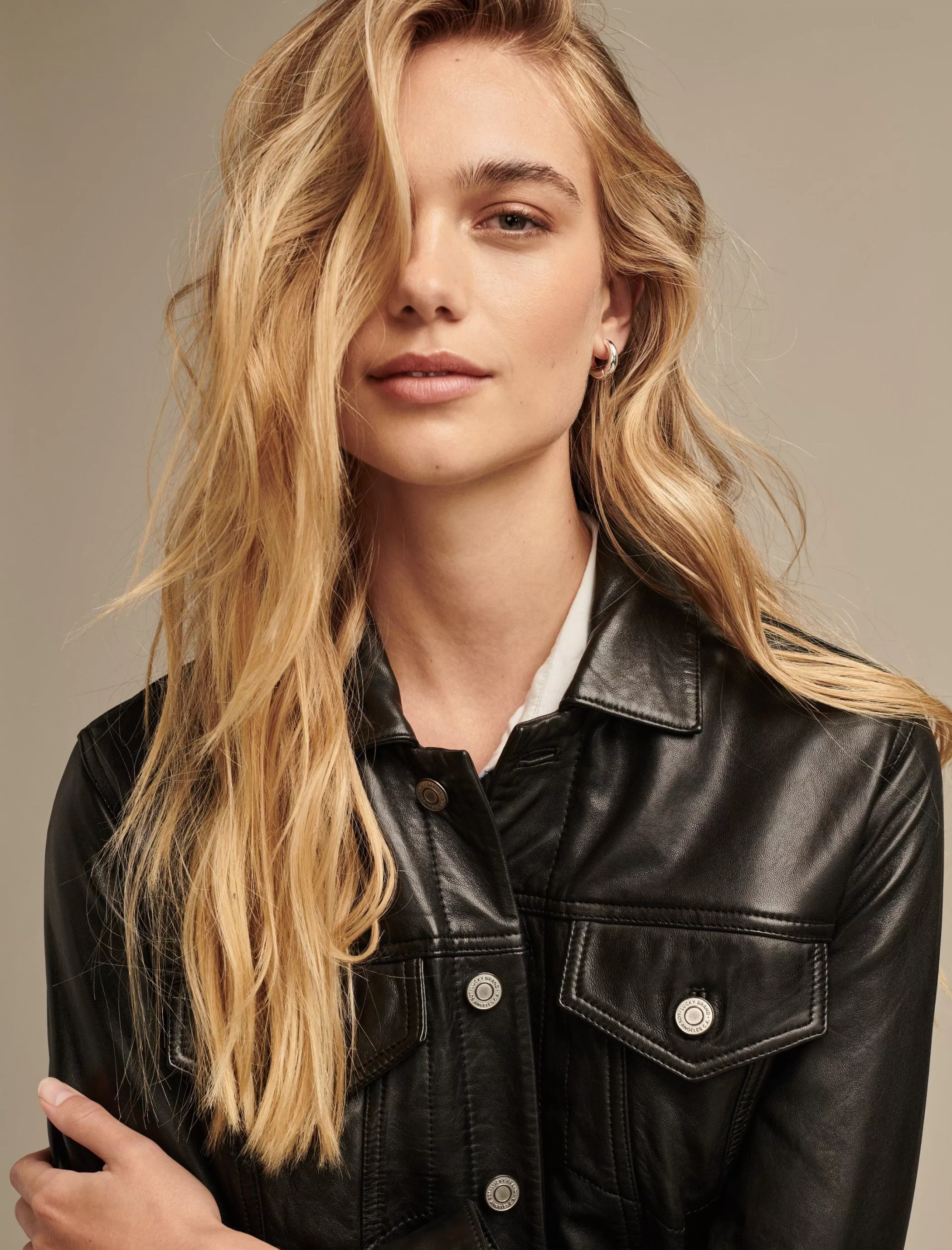 Lucky Brand Jackets & Outerwear*leather trucker jacket 001 lucky black