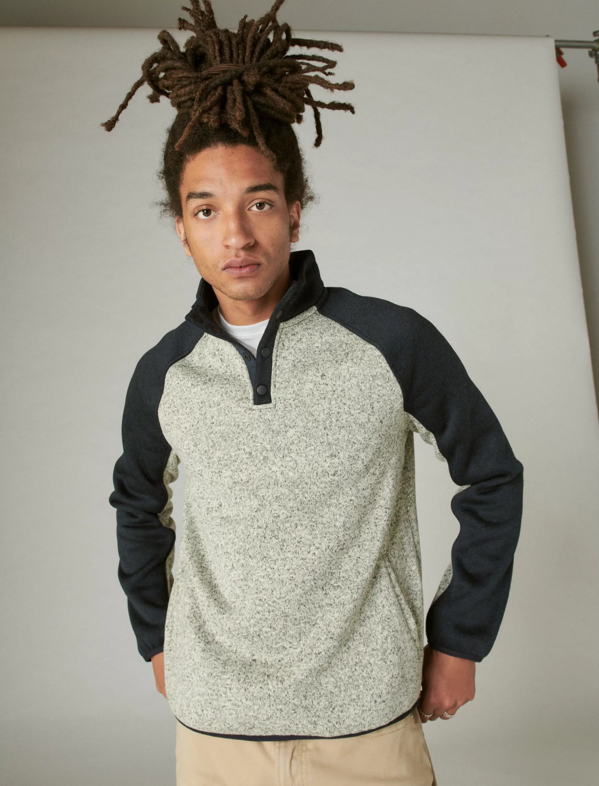 Lucky Brand Activewear*los feliz fleece color block mock neck blue multi