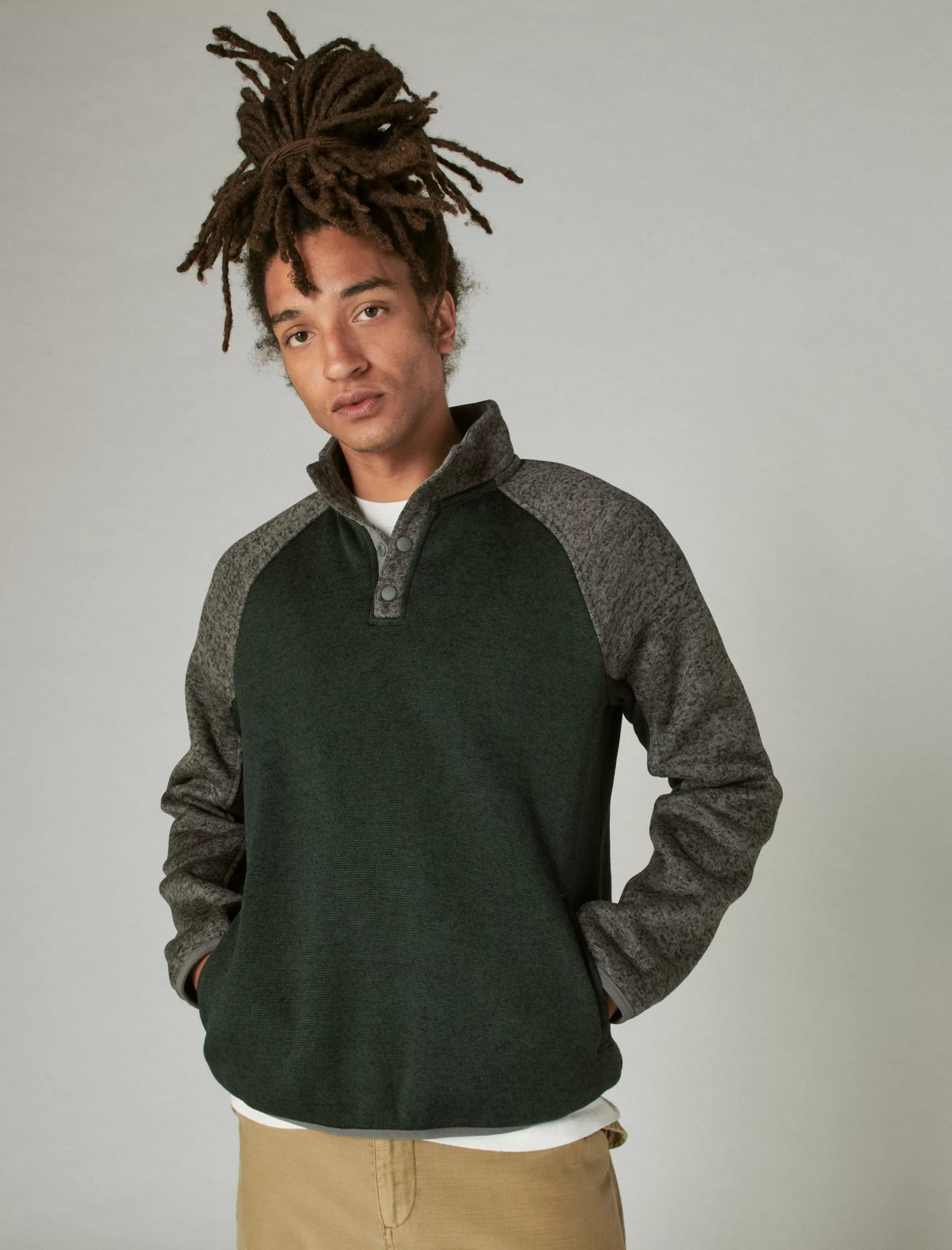 Lucky Brand Activewear*los feliz fleece color block mock neck multi