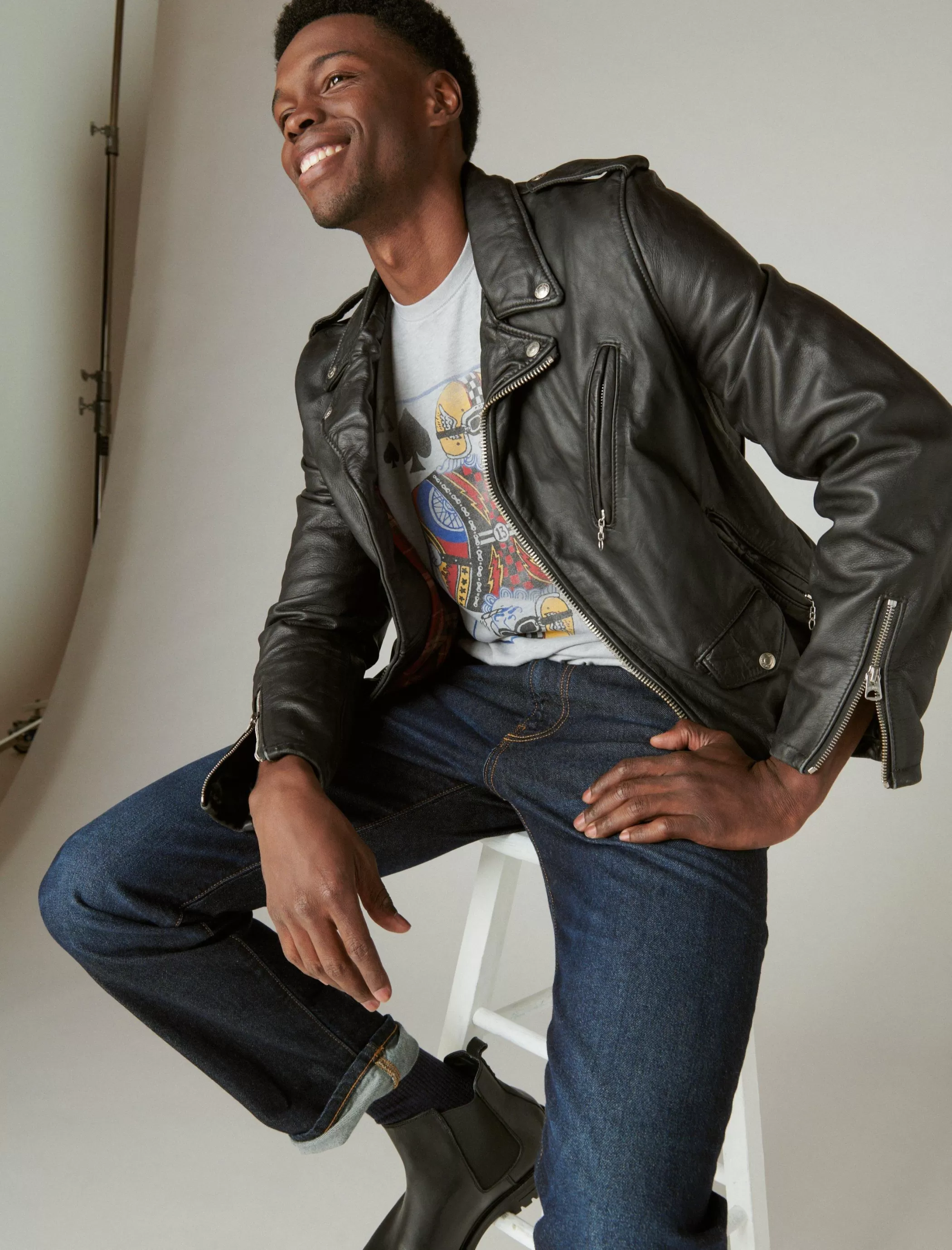 Lucky Brand Graphic Tees*moto king card silver