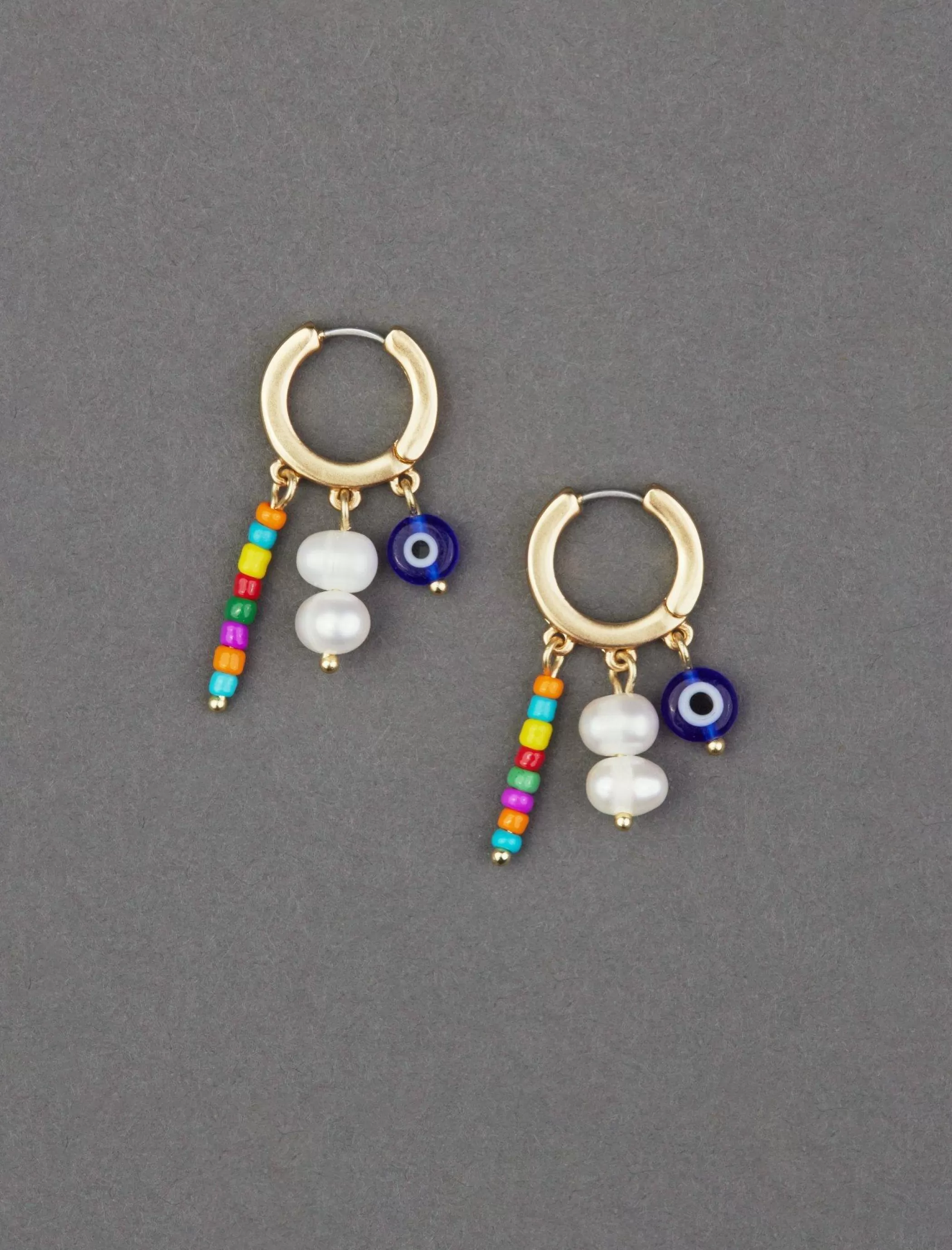 Lucky Brand Jewelry*multi color eveil eye hoop earring gold