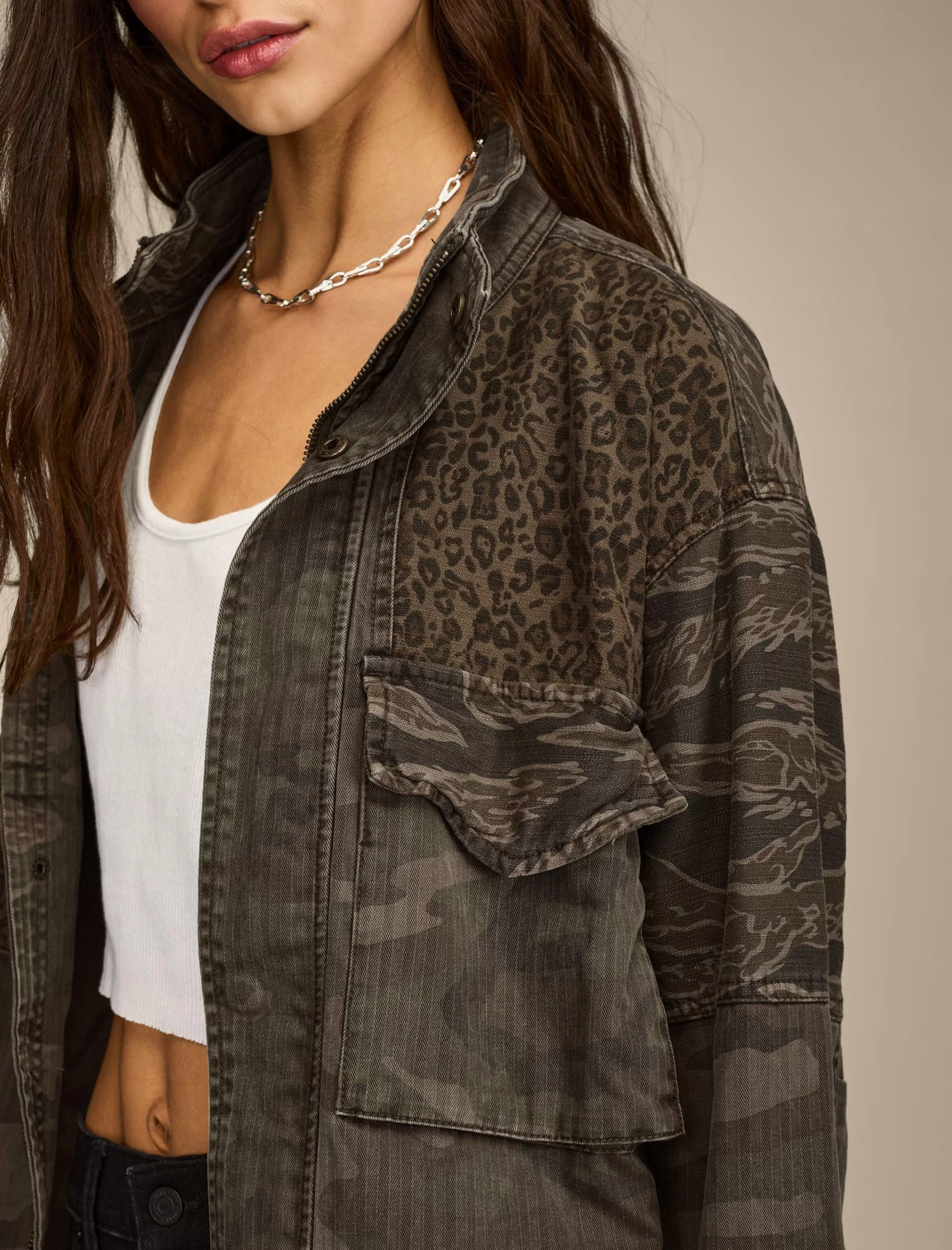 Lucky Brand Jackets & Outerwear*patchwork camo cropped jacket camo print mix