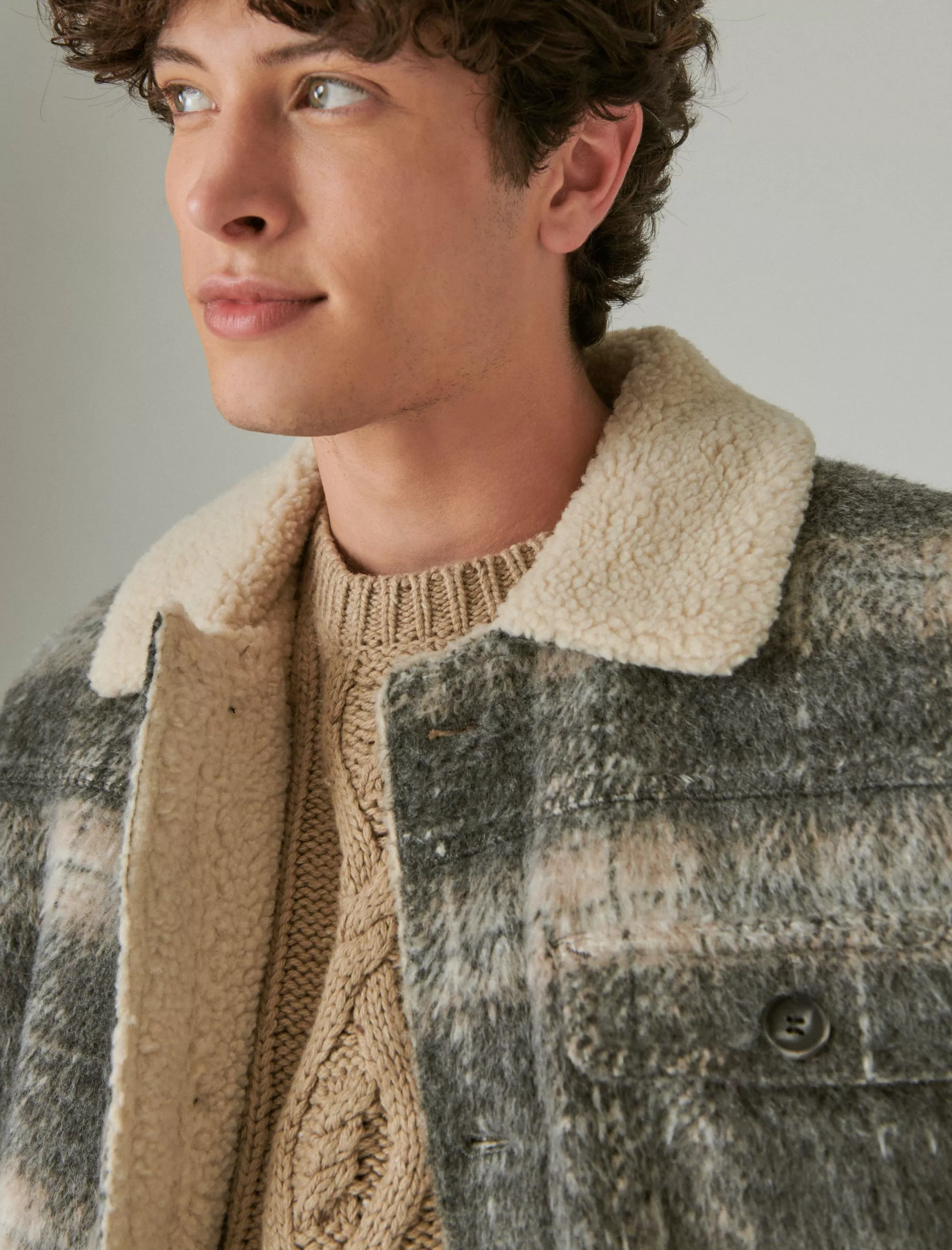 plaid_faux_shearling_lined_trucker_jacket_3.webp Lucky Brand Jackets & Outerwear*plaid faux shearling lined trucker jacket grey plaid