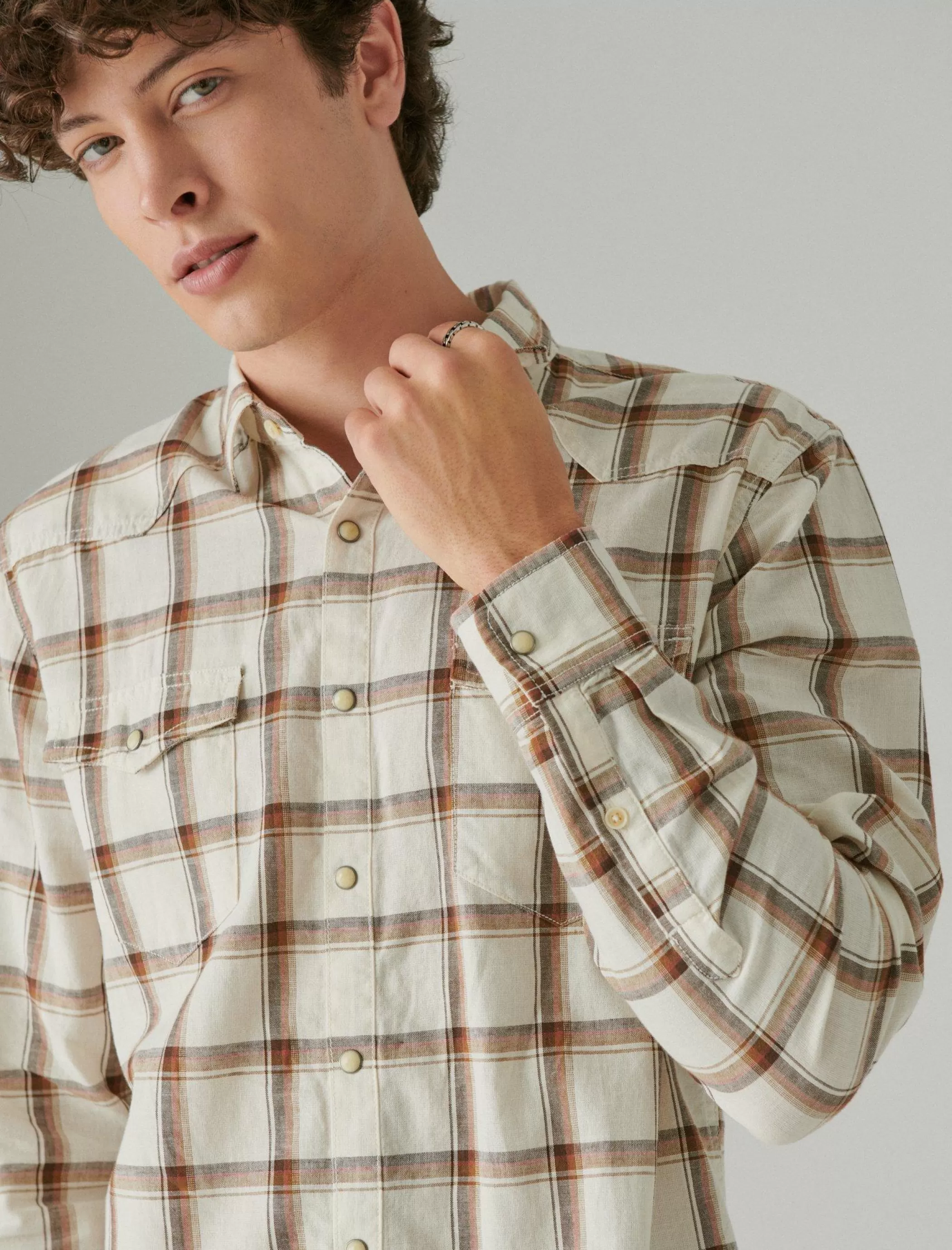 plaid_western_long_sleeve_shirt_3.webp Lucky Brand Button-Downs*plaid western long sleeve shirt natural multi plaid