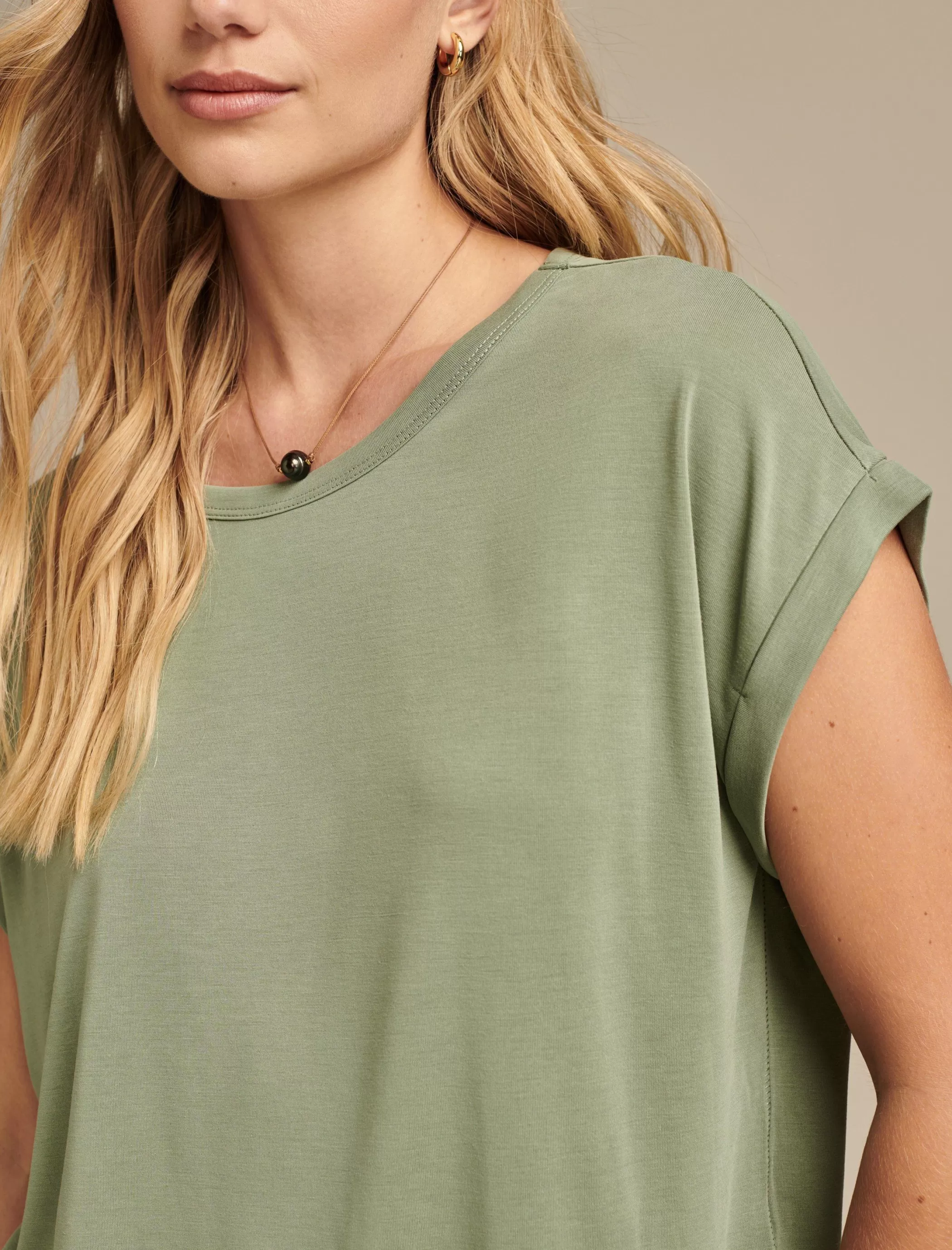 Lucky Brand Knit Tops*short sleeve sandwash dolman tee loden green
