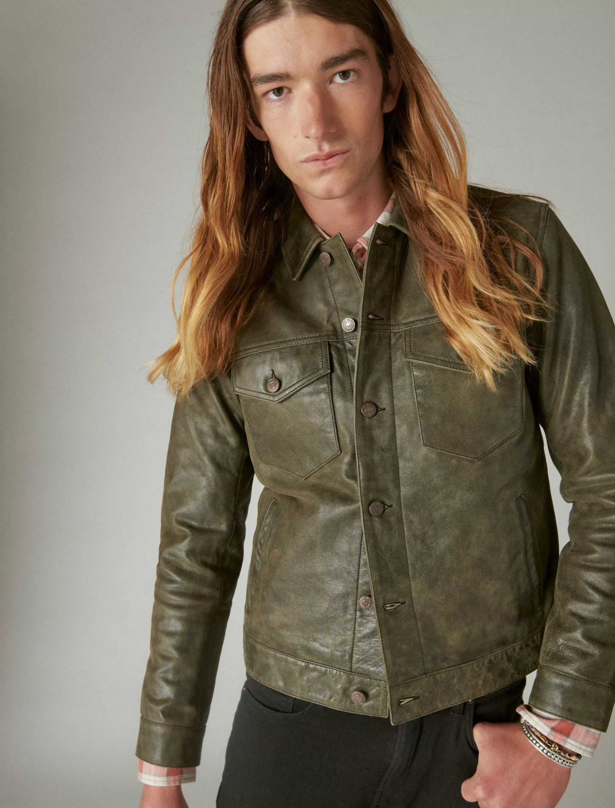 Lucky Brand Jackets & Outerwear*vintage leather trucker jacket vintage black