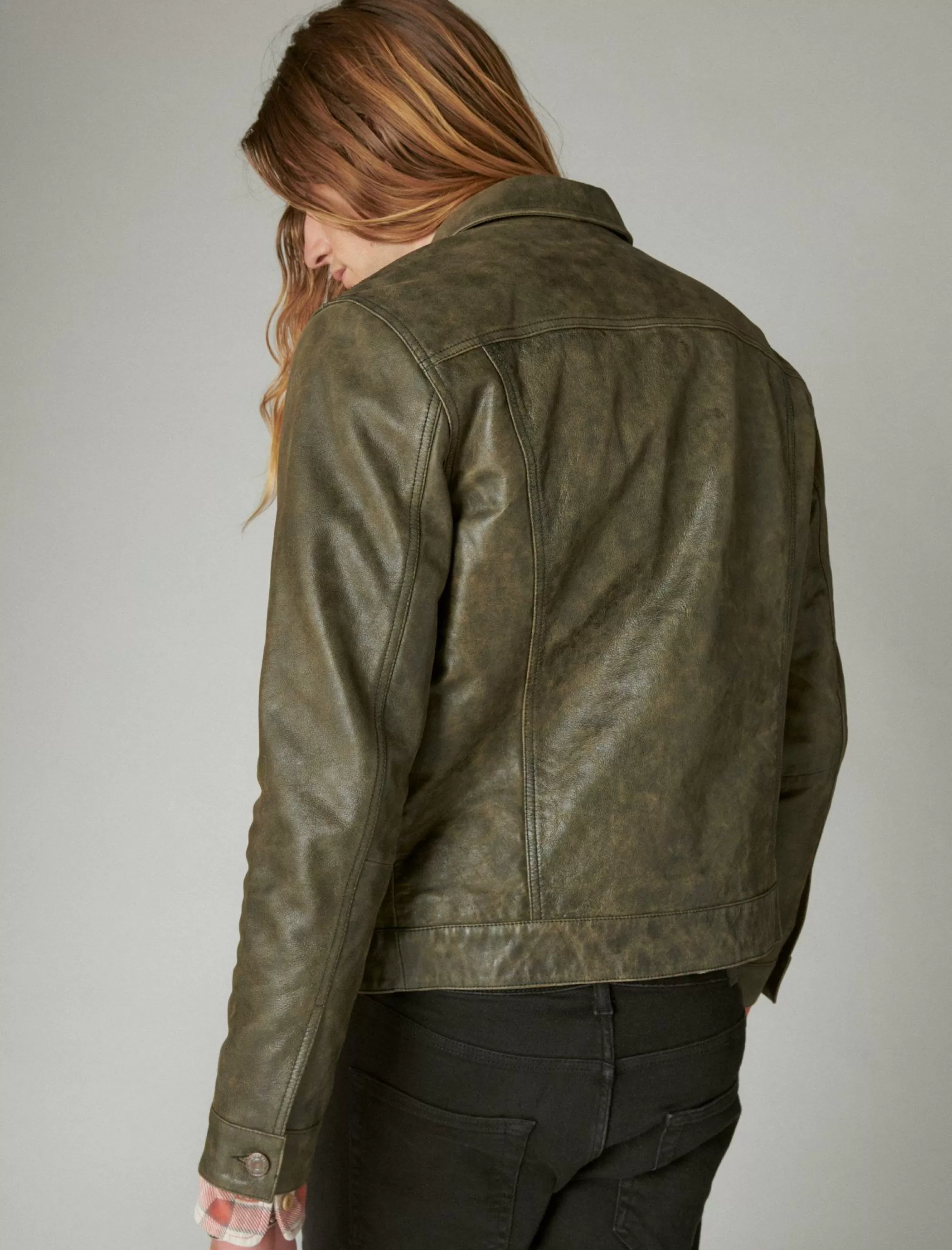 Lucky Brand Jackets & Outerwear*vintage leather trucker jacket vintage black