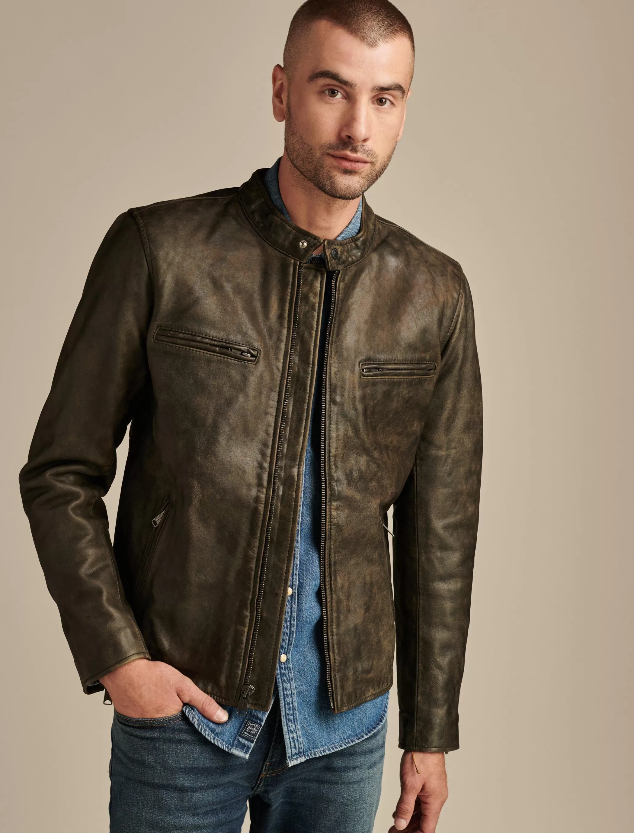 Lucky Brand Jackets & Outerwear*washed leather bonneville jacket washed black